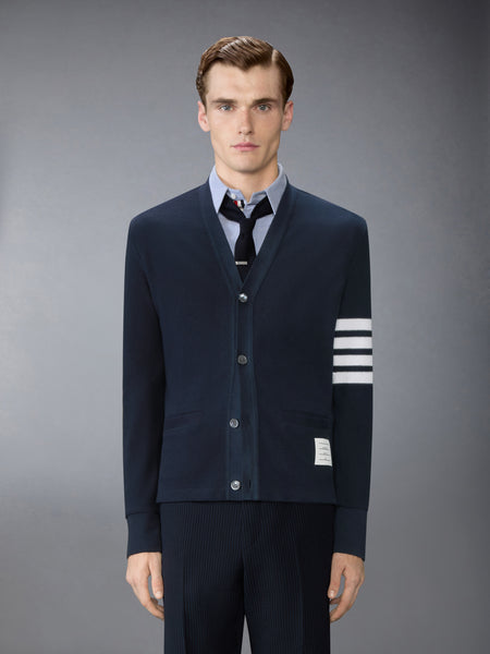TEXTURED PIQUE 4-BAR CARDIGAN NAVY