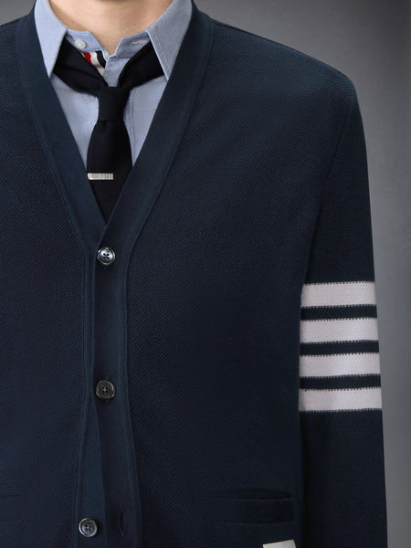 TEXTURED PIQUE 4-BAR CARDIGAN NAVY