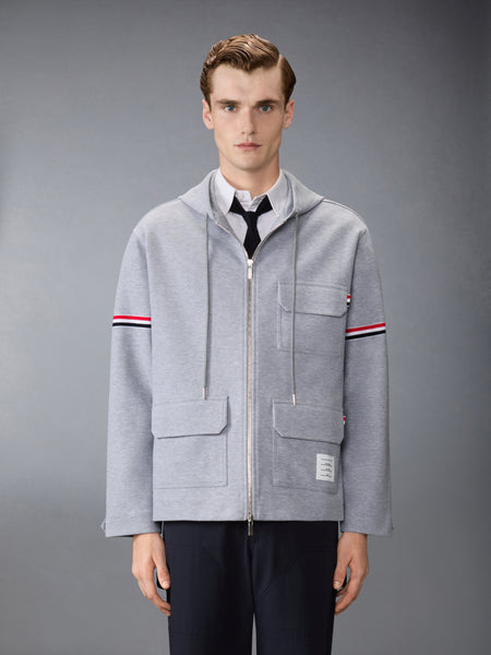DOUBLE FACE TECH TWILL OVERSIZED PARKA WITH ARMBANDS PALE GREY