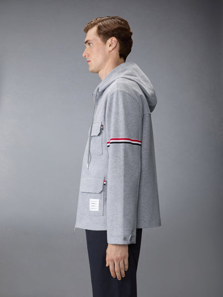 DOUBLE FACE TECH TWILL OVERSIZED PARKA WITH ARMBANDS PALE GREY