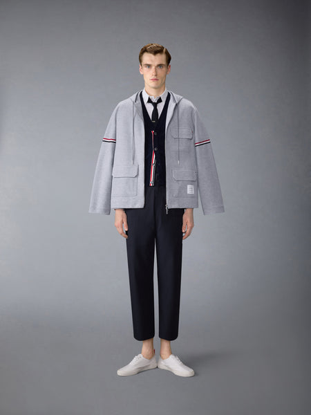 DOUBLE FACE TECH TWILL OVERSIZED PARKA WITH ARMBANDS PALE GREY