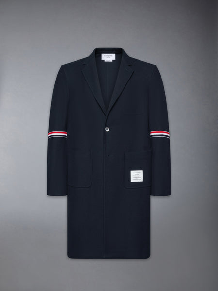DOUBLE FACE TECH TWILL 4-BAR SACK OVERCOAT NAVY