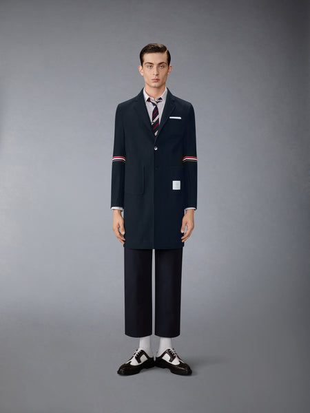 DOUBLE FACE TECH TWILL 4-BAR SACK OVERCOAT NAVY