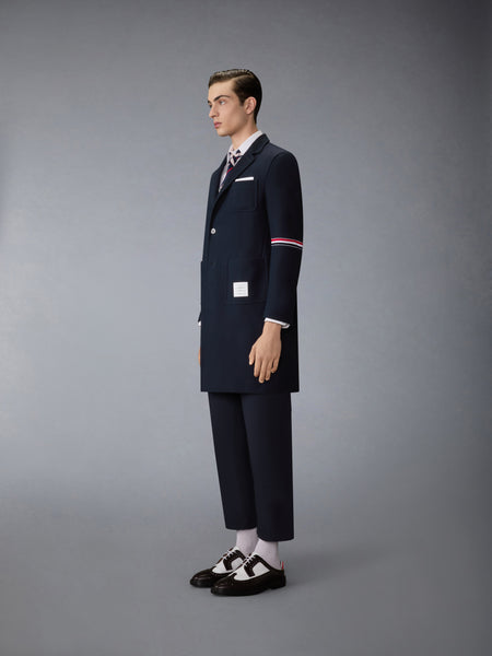 DOUBLE FACE TECH TWILL 4-BAR SACK OVERCOAT NAVY