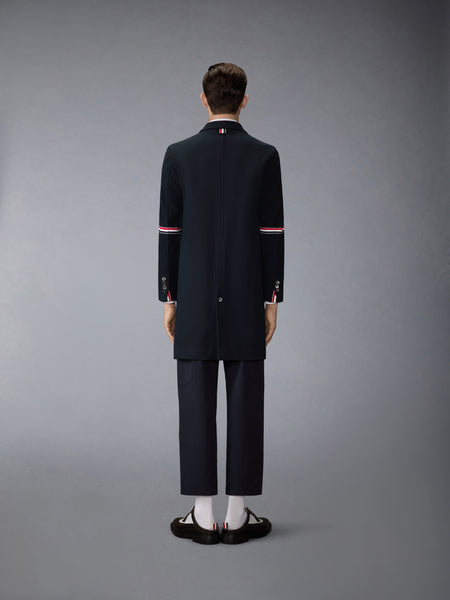 DOUBLE FACE TECH TWILL 4-BAR SACK OVERCOAT NAVY