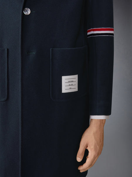 DOUBLE FACE TECH TWILL 4-BAR SACK OVERCOAT NAVY