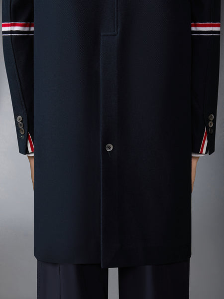 DOUBLE FACE TECH TWILL 4-BAR SACK OVERCOAT NAVY