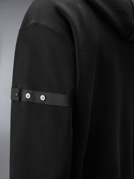 LOOPBACK JERSEY ARMBAND RELAXED ZIP UP HOODIE BLACK