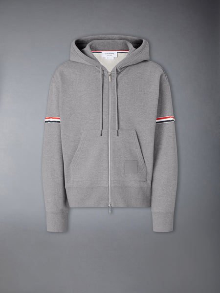 LOOPBACK JERSEY ARMBAND RELAXED ZIP UP HOODIE LT GREY
