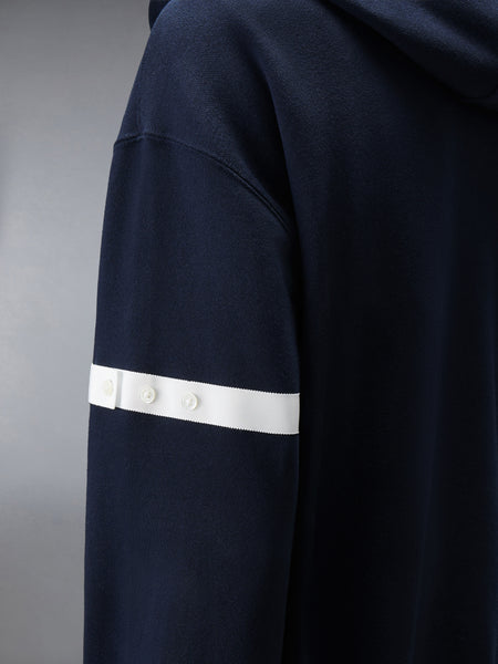LOOPBACK JERSEY ARMBAND RELAXED ZIP UP HOODIE NAVY