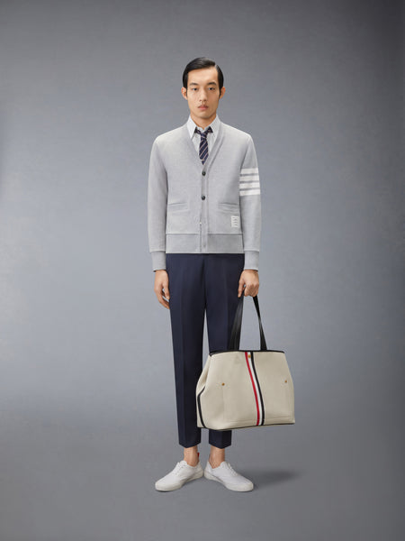 LOOPBACK 4-BAR BOAT EMBROIDERY CARDIGAN LT GREY