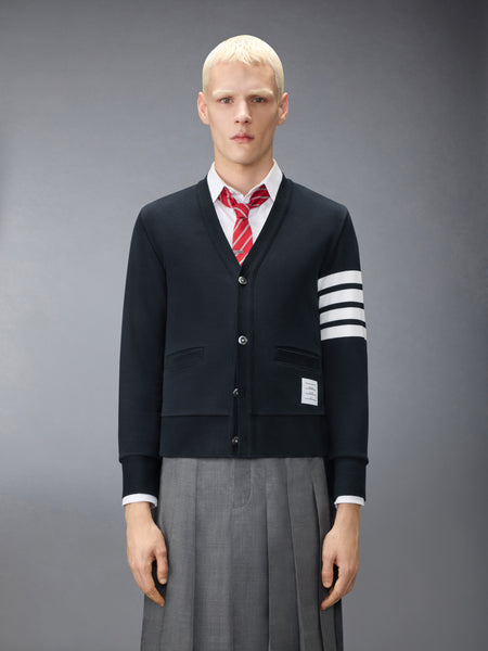 LOOPBACK 4-BAR BOAT EMBROIDERY CARDIGAN NAVY