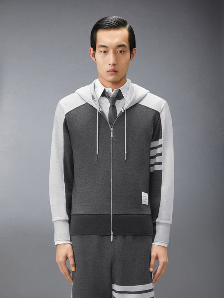 ループバック 4-BAR カラーブロック パーカー ダーク グレー/ペール グレー