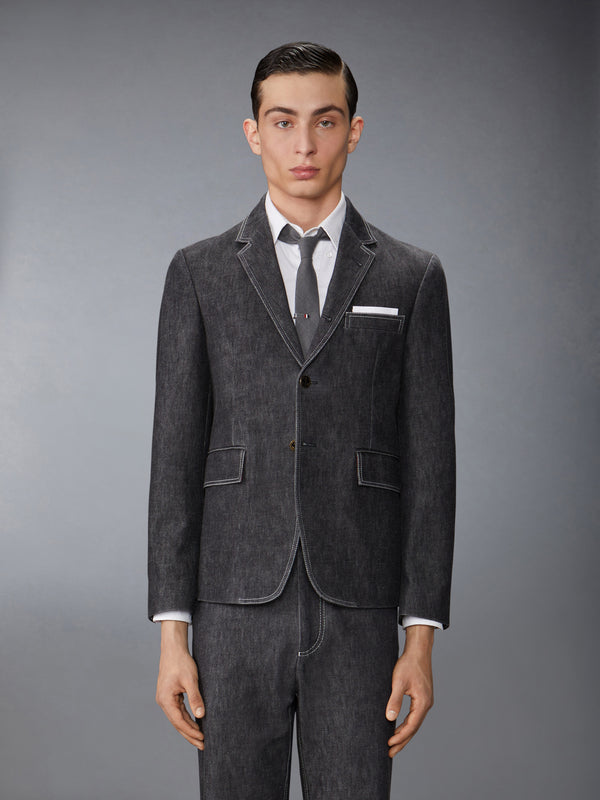 WASHED DENIM CONTRAST TOPSTITCHING UNCONSTRUCTED CLASSIC SPORT COAT - image 1