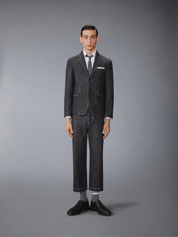 WASHED DENIM CONTRAST TOPSTITCHING UNCONSTRUCTED CLASSIC SPORT COAT - image 4