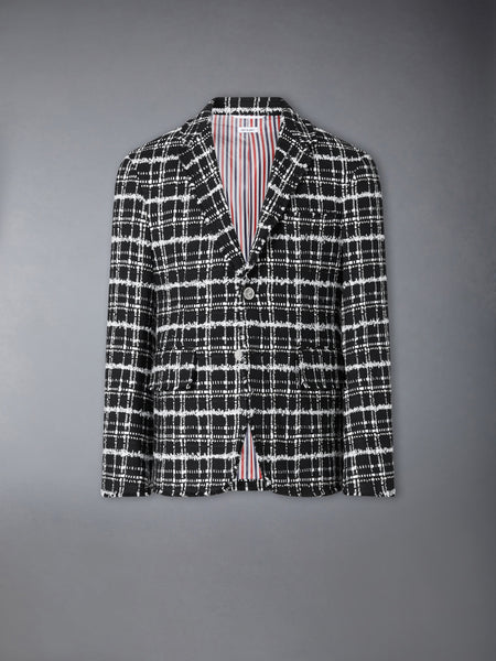 RIBBON TWEED SPORTCOAT WITH FRAY EDGE BLACK