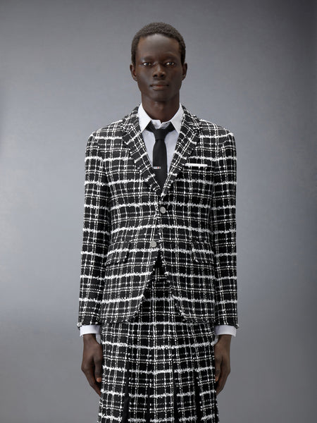 RIBBON TWEED SPORTCOAT WITH FRAY EDGE BLACK