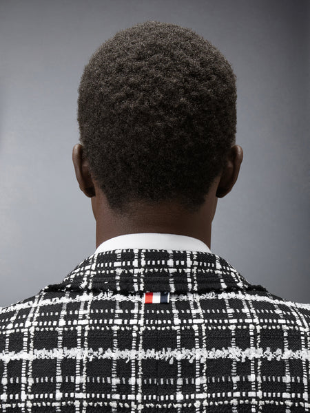 RIBBON TWEED SPORTCOAT WITH FRAY EDGE BLACK