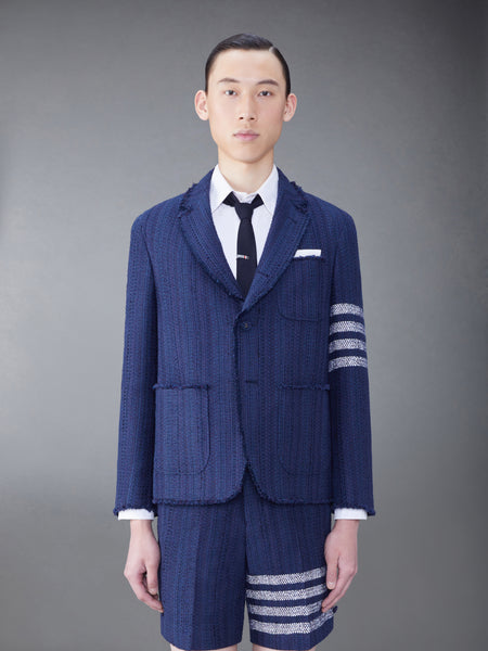 TWEED FRAY 4-BAR SACK JACKET NAVY