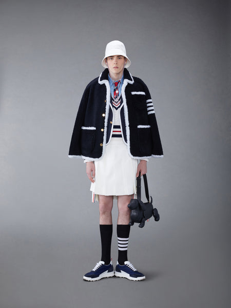 SHEARLING 4-BAR SACK JACKET NAVY