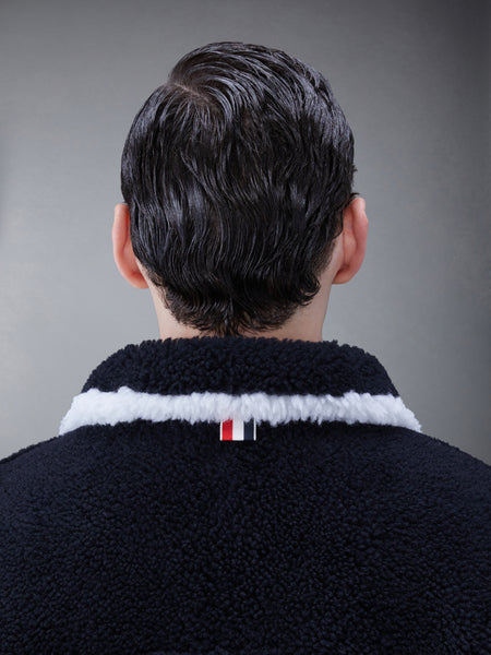 SHEARLING 4-BAR SACK JACKET NAVY