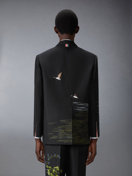 GOOSE SCENIC SATIN STITCH AND EMBROIDERY SPORTCOAT BLACK