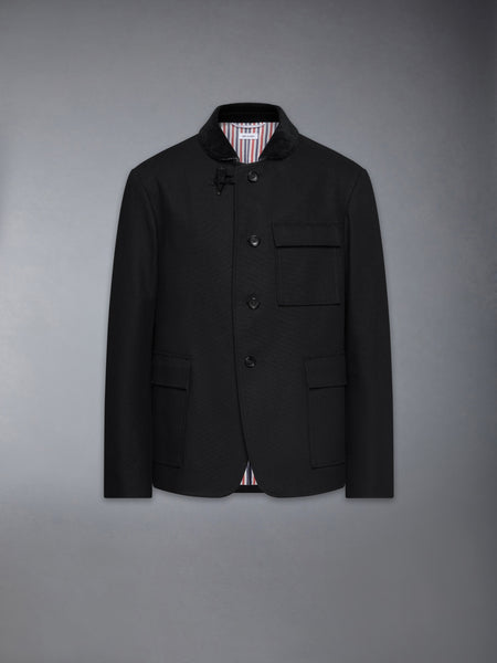 COTTON CANVAS FISHERMAN SHAWL SPORTCOAT BLACK