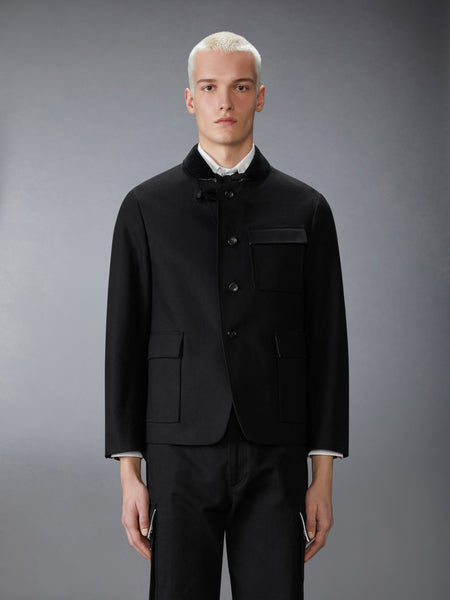 COTTON CANVAS FISHERMAN SHAWL SPORTCOAT BLACK
