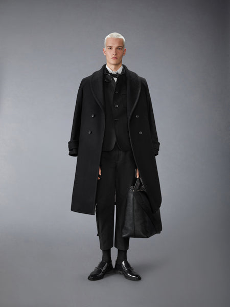 COTTON CANVAS FISHERMAN SHAWL SPORTCOAT BLACK