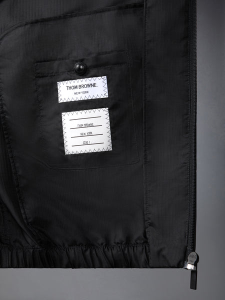 SHINY RIPSTOP RAGLAN 4-BAR TRACK JACKET BLACK