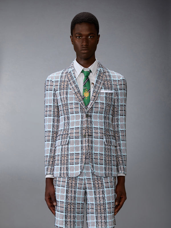 PLAID CHECK SUMMER TWEED WIDE SHOULDER SPORTCOAT - image 1