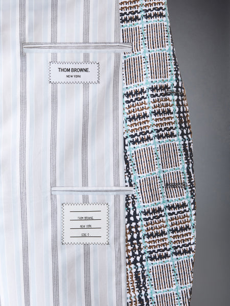 PLAID CHECK SUMMER TWEED WIDE SHOULDER SPORTCOAT LIGHT BLUE