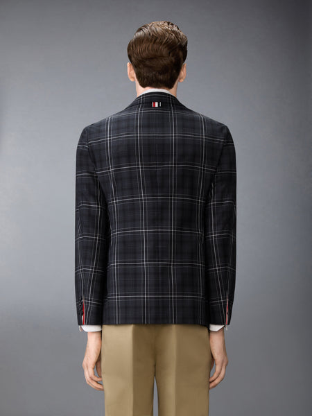 WINDOWPANE PLAID COOL WOOL UNCONSTRUCTED SPORTCOAT BLACK