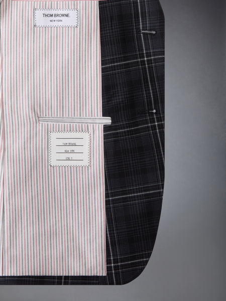 WINDOWPANE PLAID COOL WOOL UNCONSTRUCTED SPORTCOAT BLACK