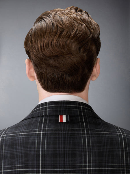 WINDOWPANE PLAID COOL WOOL UNCONSTRUCTED SPORTCOAT BLACK
