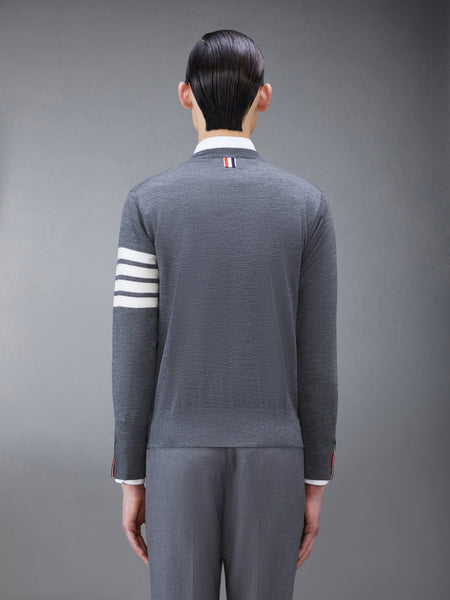 FINE MERINO WOOL 4-BAR PULLOVER MED GREY