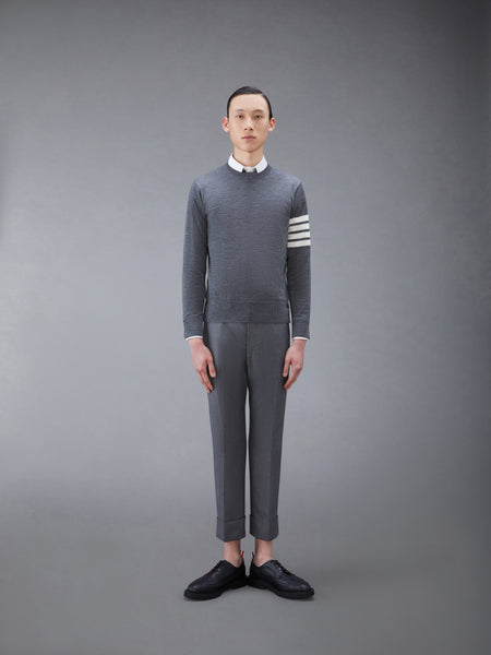 FINE MERINO WOOL 4-BAR PULLOVER MED GREY