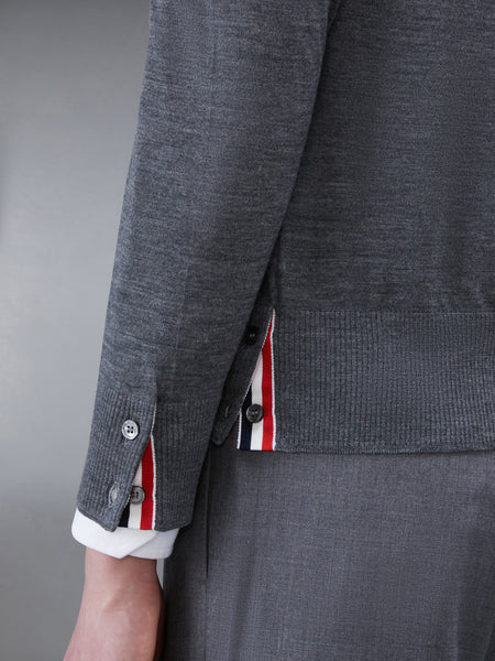 FINE MERINO WOOL 4-BAR PULLOVER MED GREY