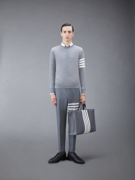 FINE MERINO WOOL 4-BAR PULLOVER PALE GREY