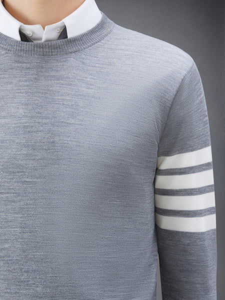 FINE MERINO WOOL 4-BAR PULLOVER PALE GREY