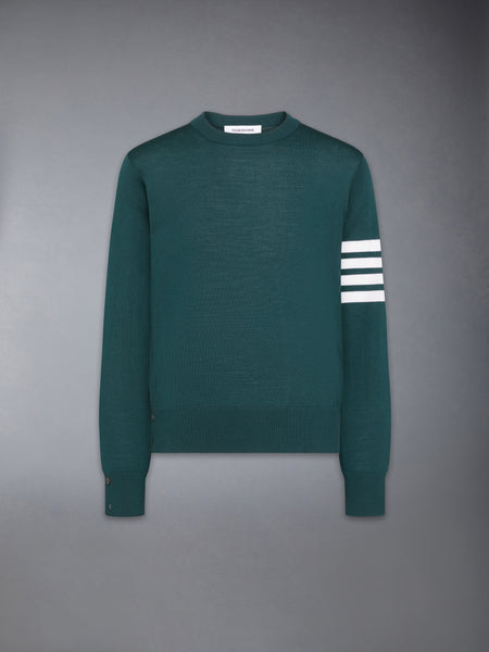 FINE MERINO WOOL 4-BAR PULLOVER DK GREEN