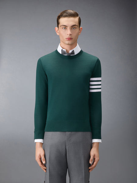 FINE MERINO WOOL 4-BAR PULLOVER DK GREEN
