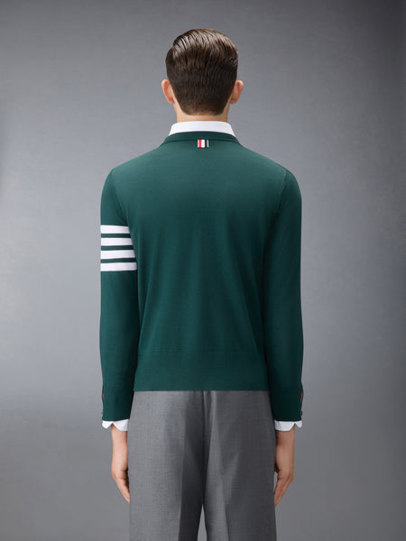 FINE MERINO WOOL 4-BAR PULLOVER DK GREEN