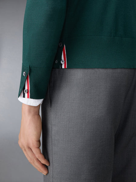 FINE MERINO WOOL 4-BAR PULLOVER DK GREEN