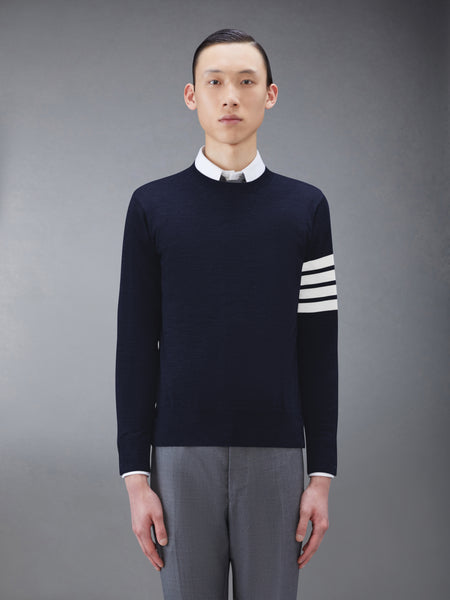 FINE MERINO WOOL 4-BAR PULLOVER NAVY