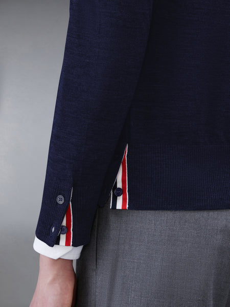 FINE MERINO WOOL 4-BAR PULLOVER NAVY