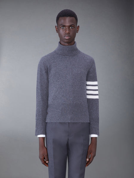 CASHMERE 4-BAR TURTLENECK PULLOVER MED GREY