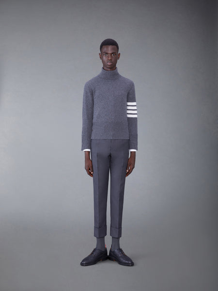 CASHMERE 4-BAR TURTLENECK PULLOVER MED GREY