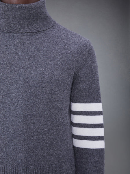 CASHMERE 4-BAR TURTLENECK PULLOVER MED GREY
