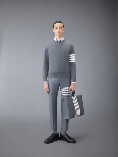 COTTON CREPE 4-BAR PULLOVER MED GREY